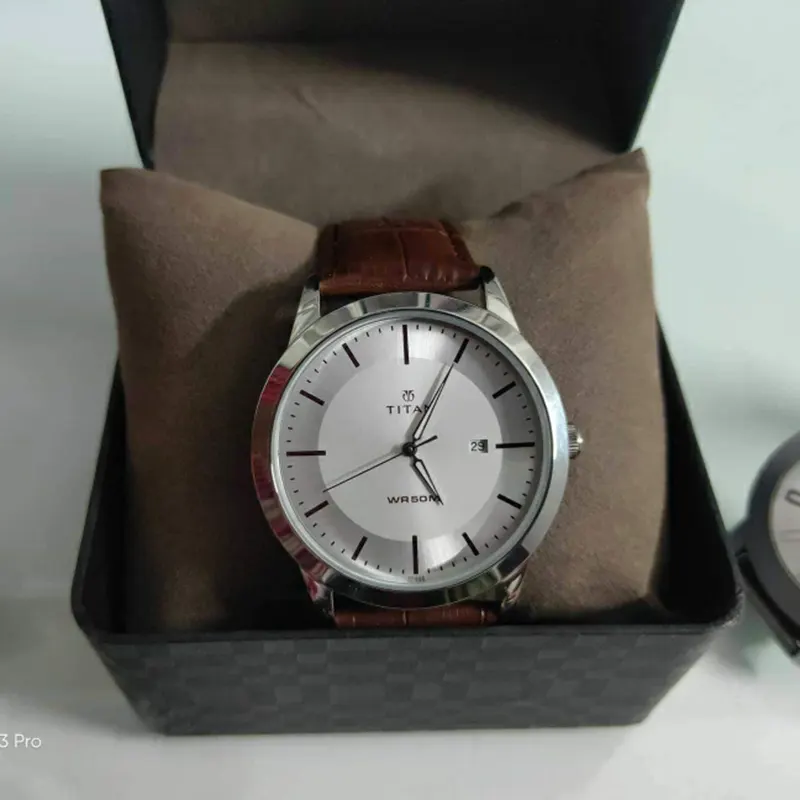 Titan Workwear Brown Leather Men's Watch- 1584SL03